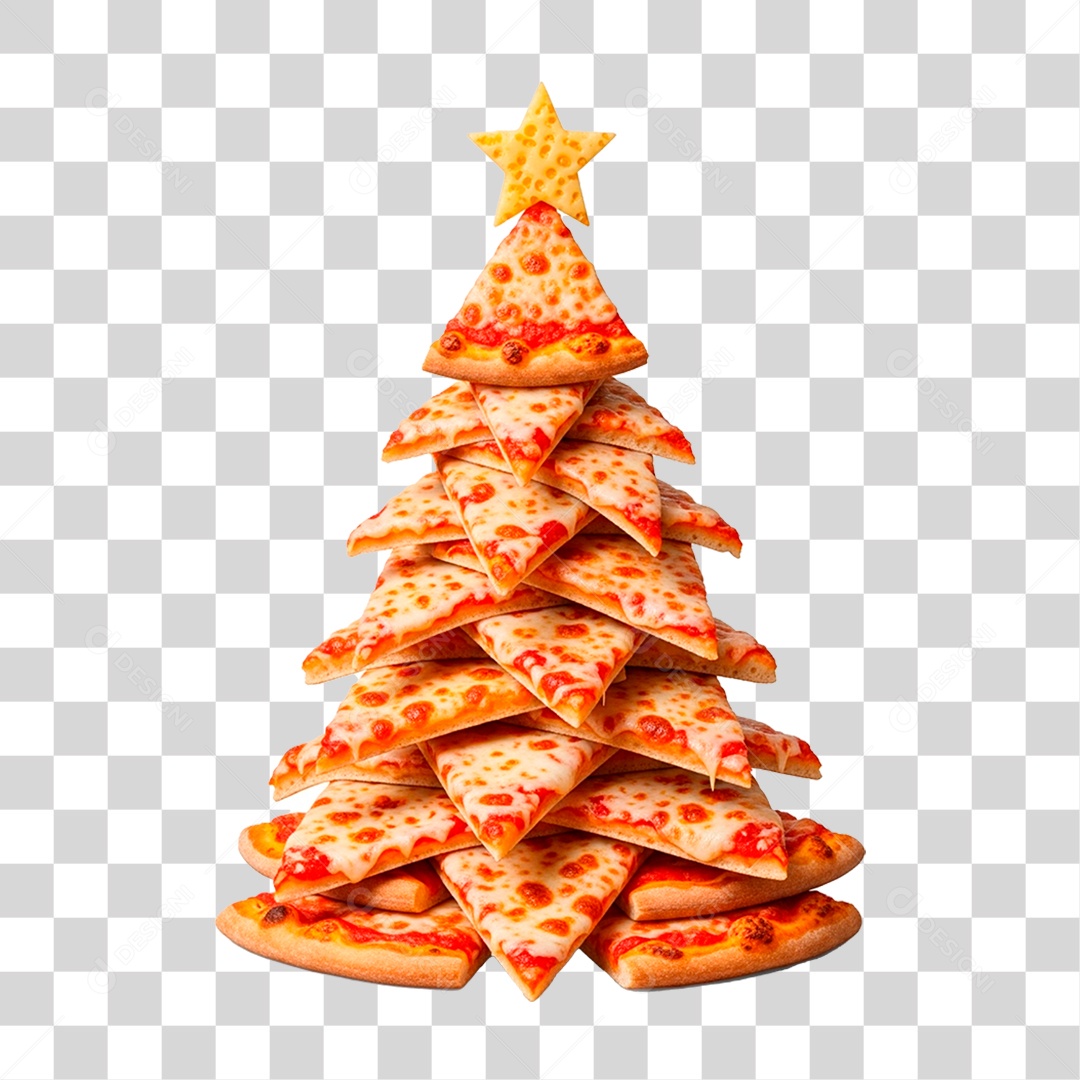 Pizza em Formato de Árvore de Natal PNG Transparente