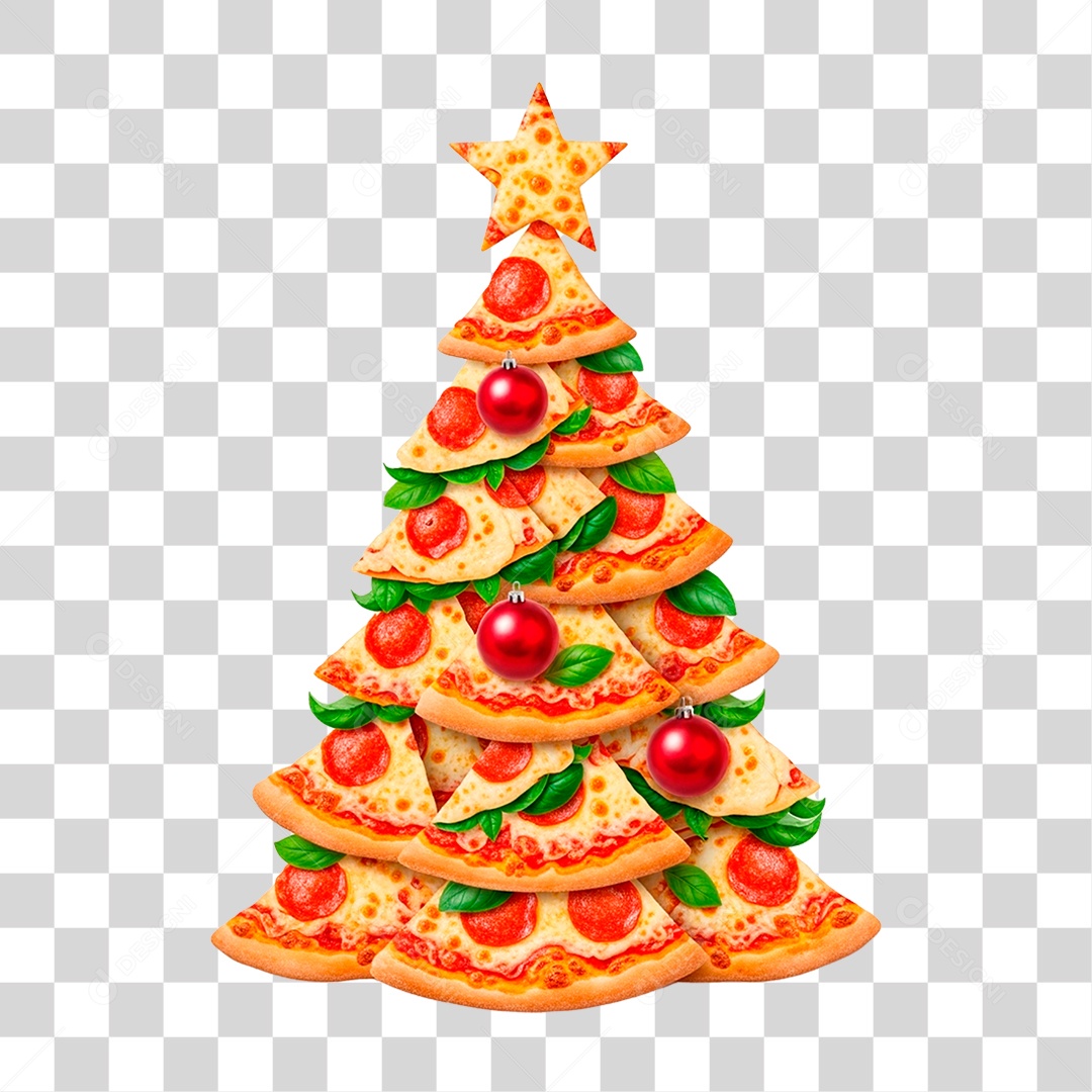 Pizza em Formato de Árvore de Natal PNG Transparente