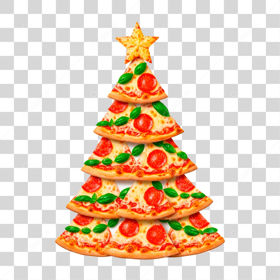 Pizza em Formato de Árvore de Natal PNG Transparente