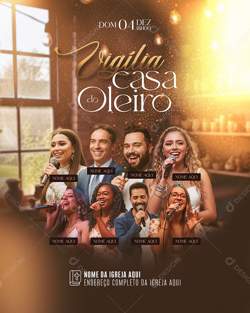 Flyer Vigilia Casa do Oleiro Social Media PSD Editável