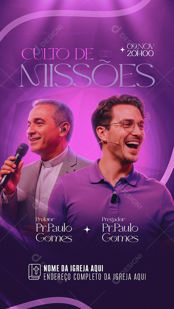 Story Flyer Culto de Missões Social Media PSD Editável