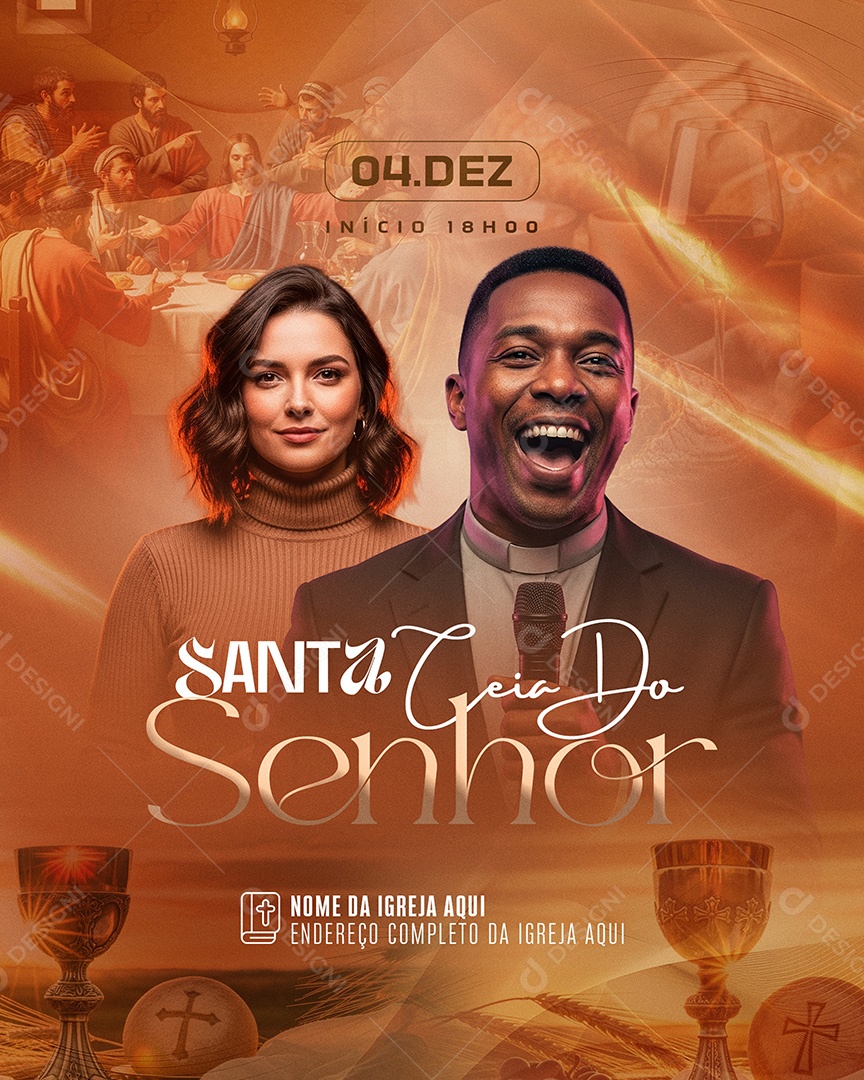 Flyer Santa Ceia do Senhor Social Media PSD Editável