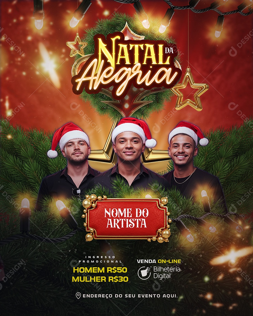 Flyer Natal da Alegria Social Media PSD Editável
