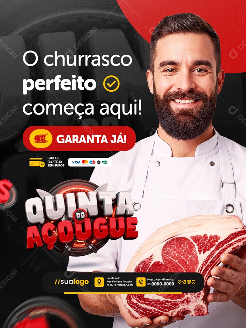 Quinta do Açougue O Churrasco Perfeito Social Media PSD Editável