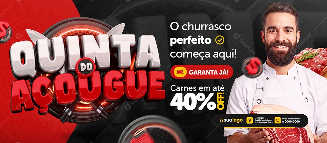 Banner Quinta do Açougue O Churrasco Perfeito Social Media PSD Editável
