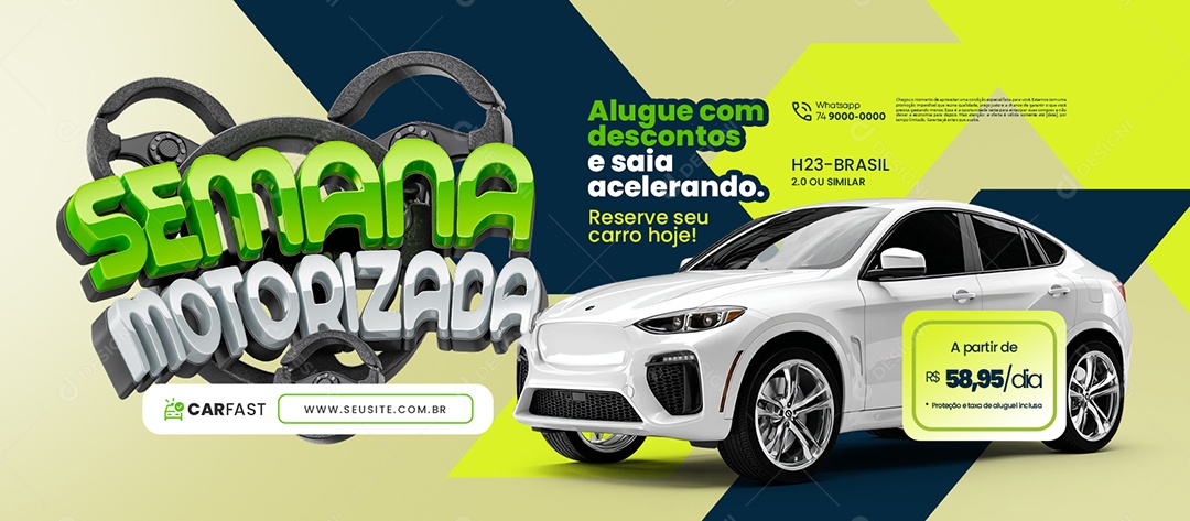 Banner Semana Motorizada Locadora Alugue com Descontos Social Media PSD Editável
