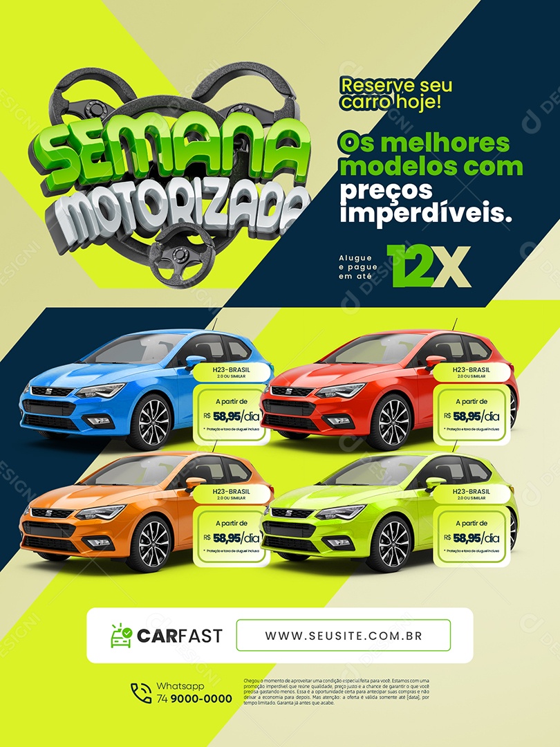 Semana Motorizada Locadora Encarte Os Melhores Modelos Social Media PSD Editável