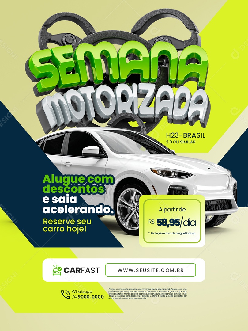 Semana Motorizada Locadora Alugue com Descontos Social Media PSD Editável