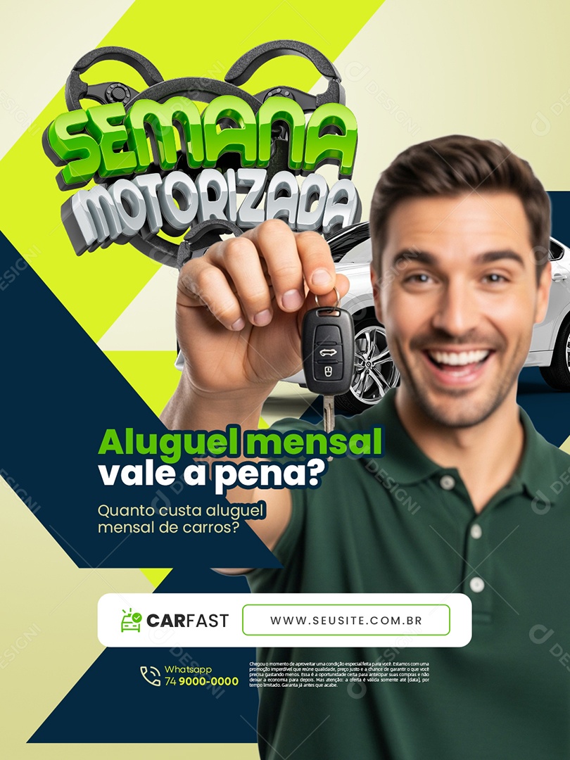 Semana Motorizada Locadora Aluguel Mensal Vale a Pena Social Media PSD Editável