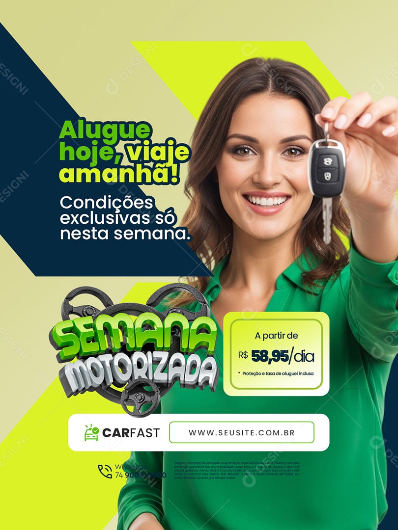 Semana Motorizada Locadora Alugue Hoje Viaje Amanhã Social Media PSD Editável