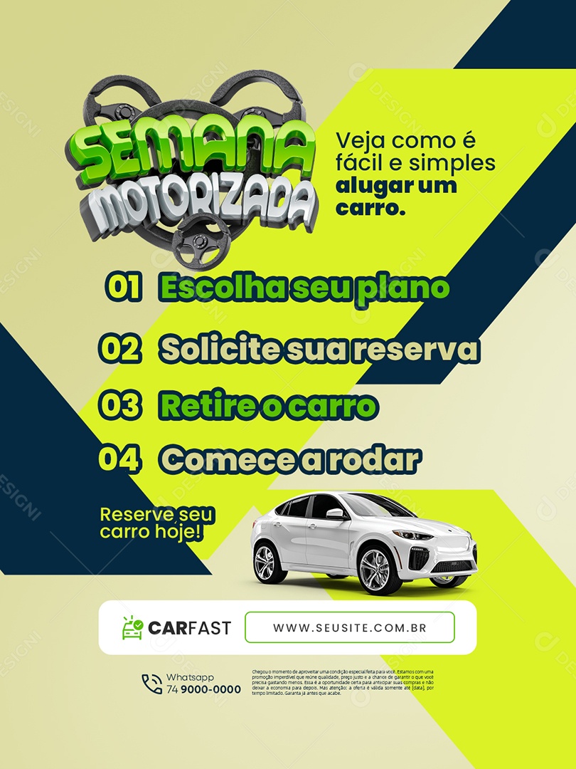 Semana Motorizada Locadora Veja Como é Fácil Social Media PSD Editável