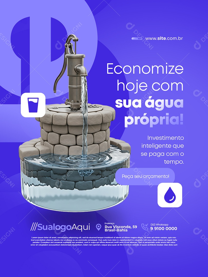 Poço Artesiano Economize Hoje com Sua Água Própria Social Media PSD Editável