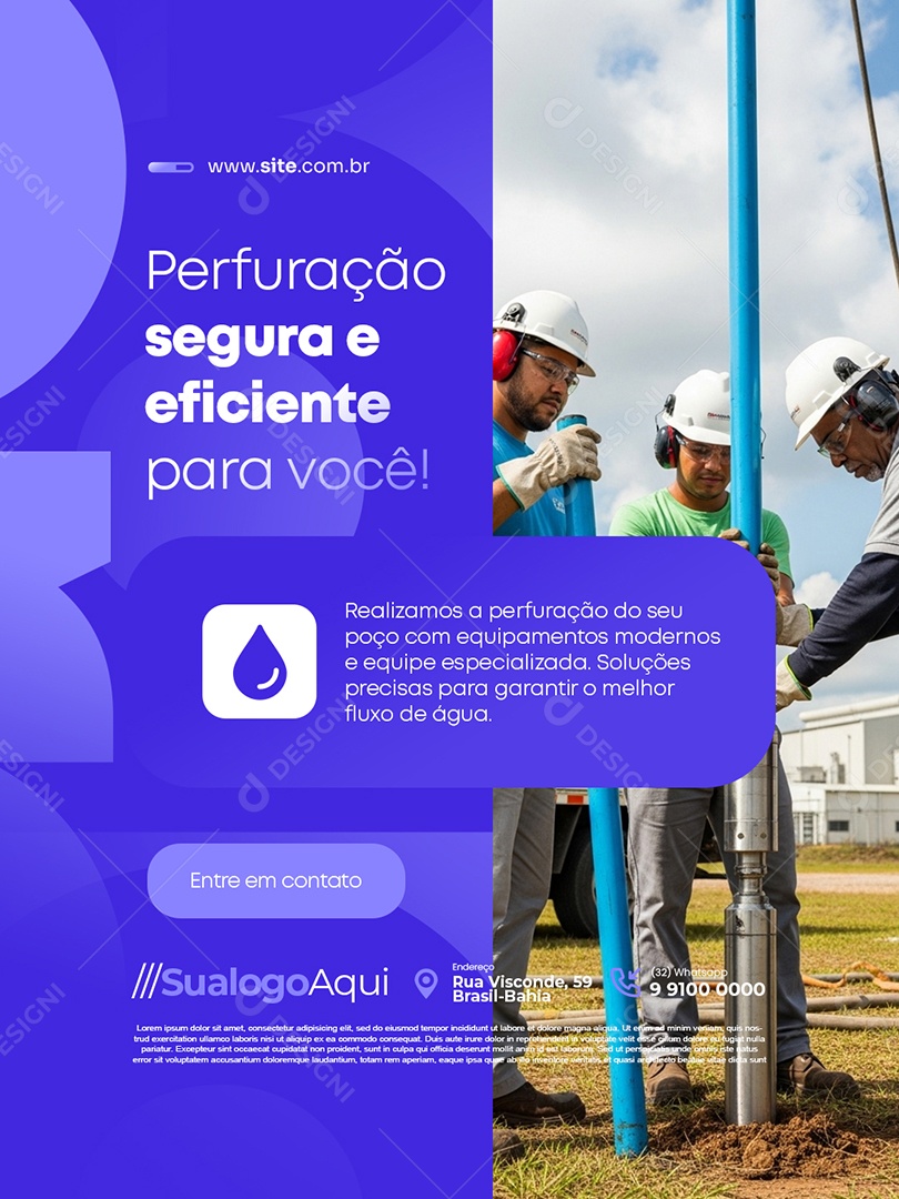 Poço Artesiano Perfuração Segura e Eficiente para Você Social Medai PSD Editável