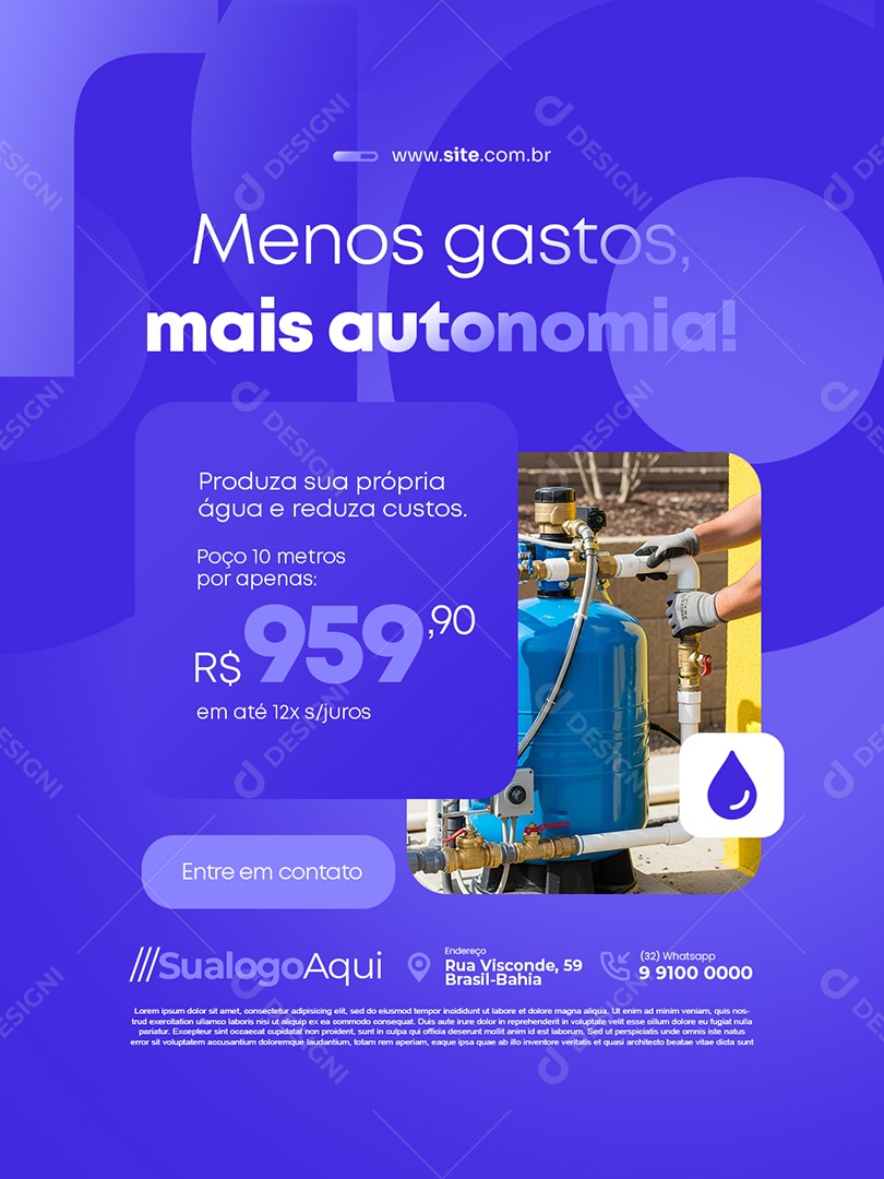 Poço Artesiano Menos Gastos Mais Autonomia Social Media PSD Editável