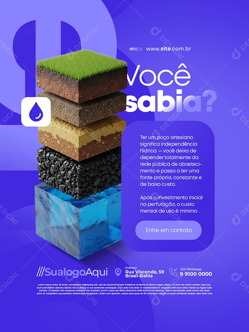 Poço Artesiano Você Sabia Social Media PSD Editável