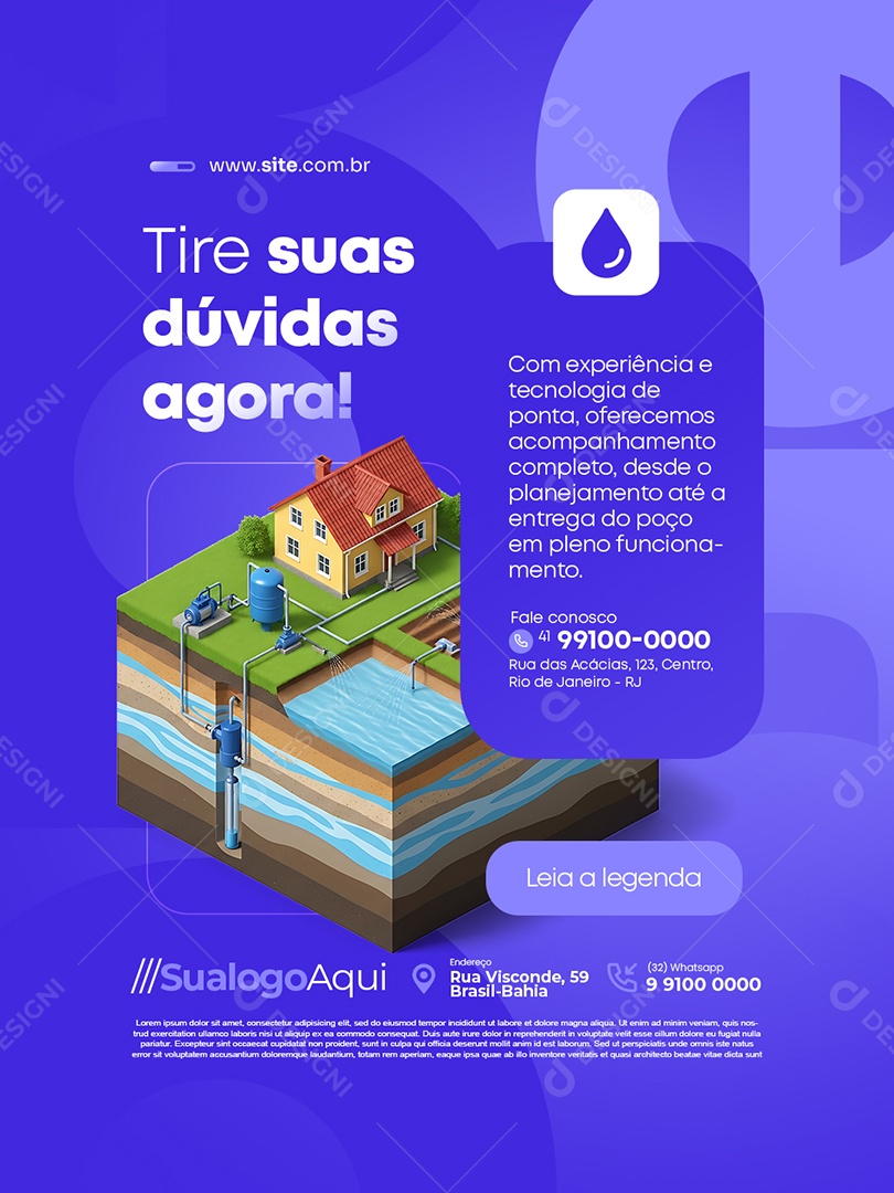 Poço Artesiano Tire Suas Dúvidas Agora Social Media PSD Editável