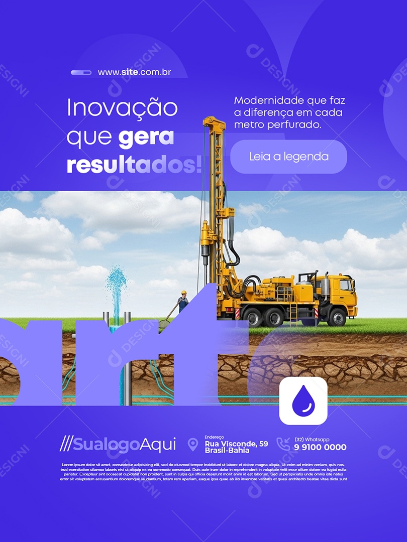 Poço Artesiano Inovação Que Gera Resultados Social Media PSD Editável