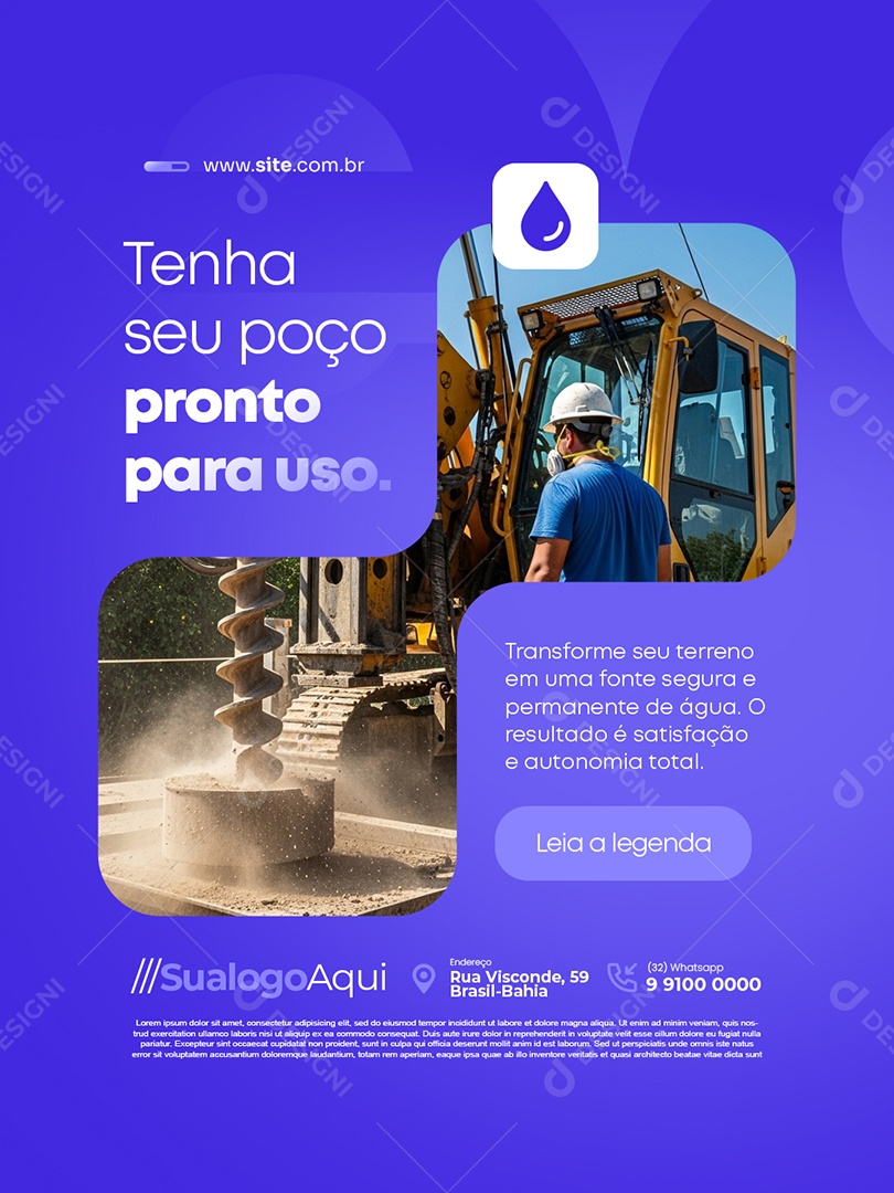 Poço Artesiano Tenha Seu Poço Pronto para Uso Social Media PSD Editável