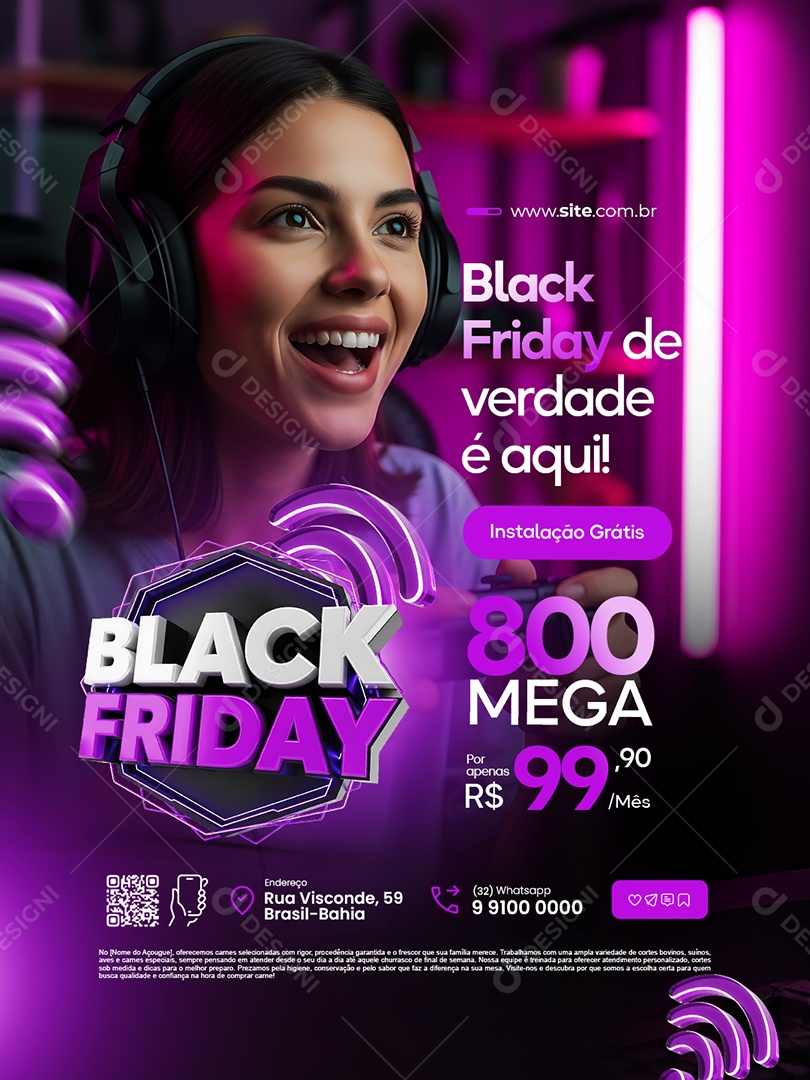 Provedor de Internet Black Friday de Verdade é Aqui Social Media PSD Editável