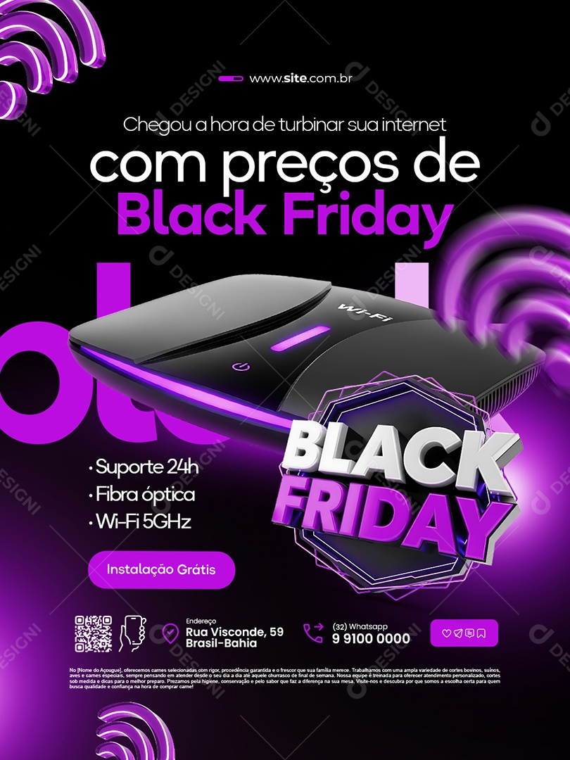 Provedor de Internet Black Friday Chegou a Hora de Turbinar Sua Internet Social Media PSD Editável