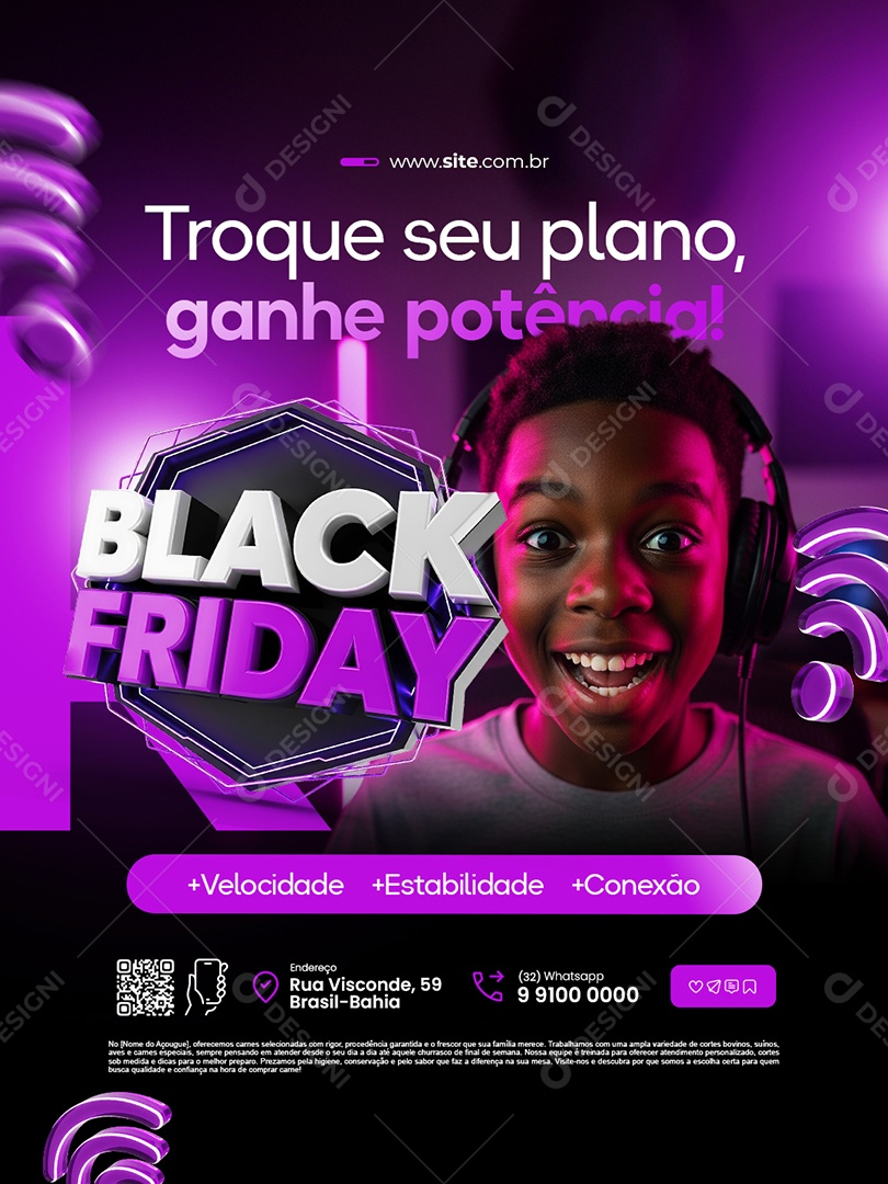 Provedor de Internet Black Friday Troque Seu Plano Social Media PSD Editável