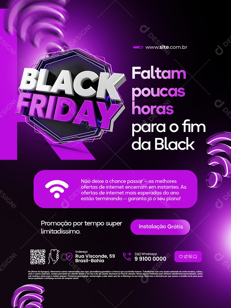 Provedor de Internet Black Friday Faltam Poucas Horas Social Media PSD Editável