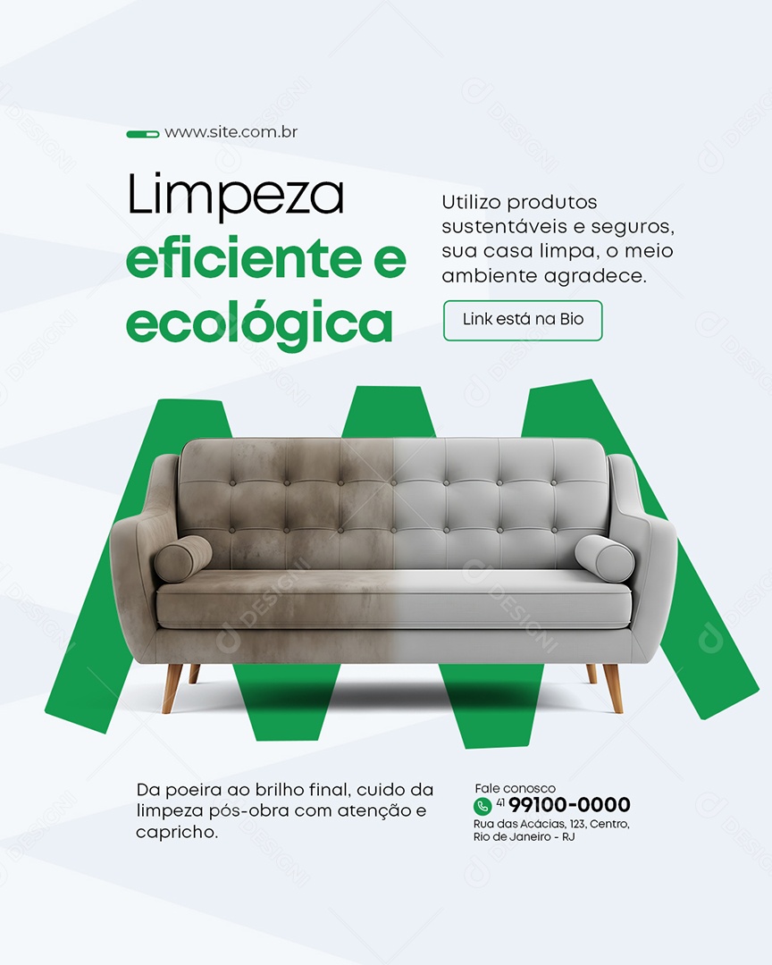 Faxineira Limpeza Eficiente e Ecológica Social Media PSD Editável