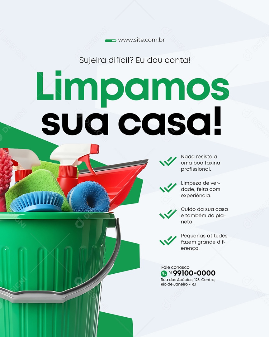 Faxineira Limpamos Sua Casa Social Media PSD Editável