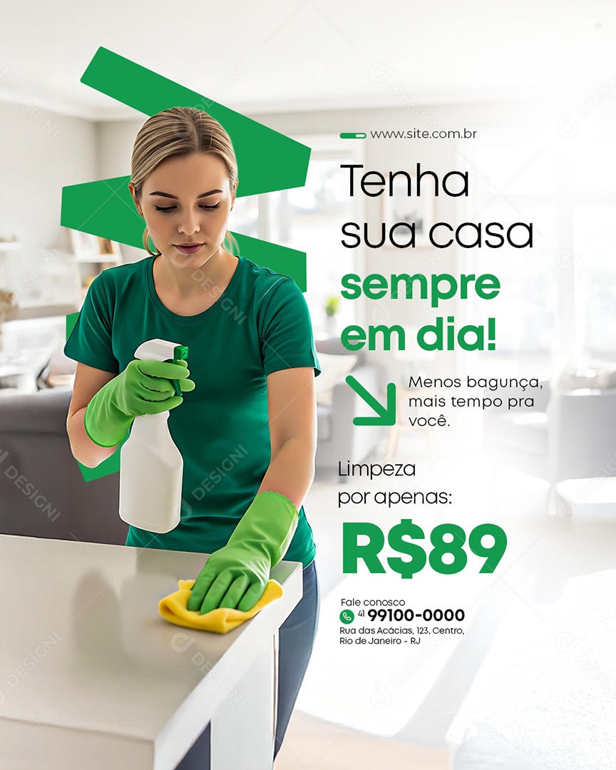 Faxineira Tenha Sua Casa Sempre em Dia Social Media PSD Editável