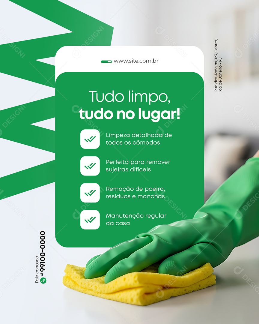 Faxineira Tudo Limpo Tudo no Lugar Social Media PSD Editável