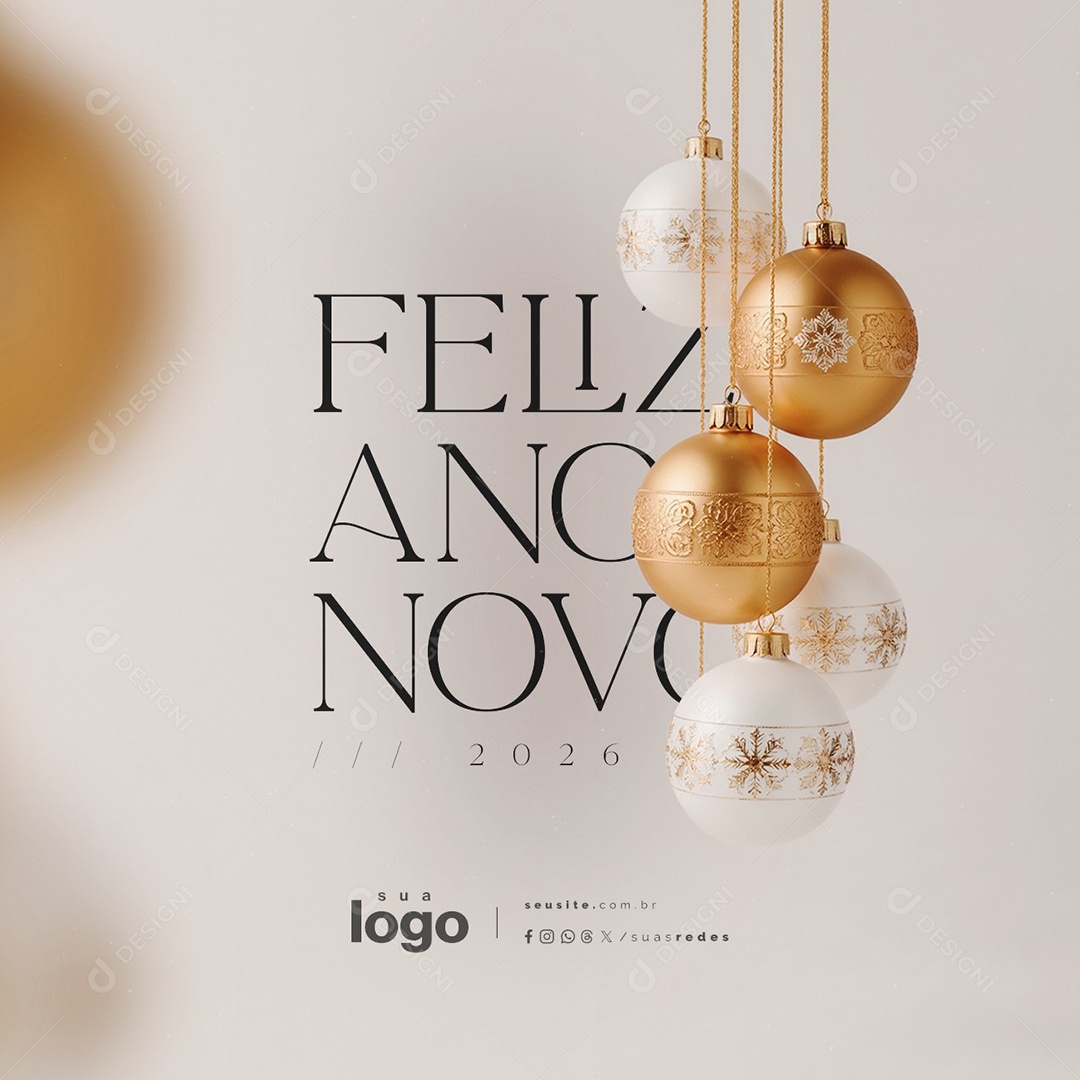 Feliz Ano Novo 01 de Janeiro Social Media PSD Editável