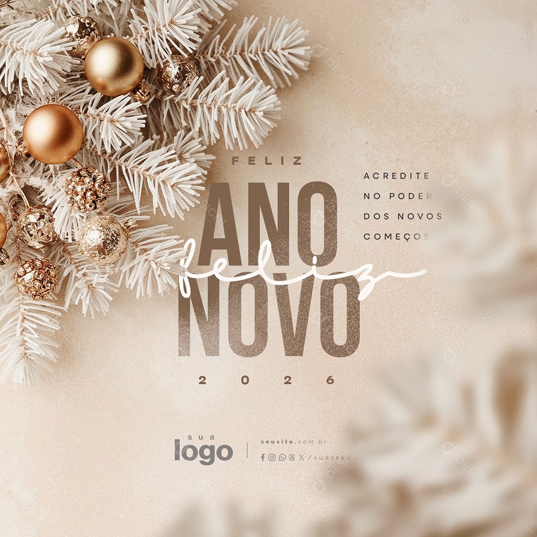 Feliz Ano Novo 01 de Janeiro Social Media PSD Editável