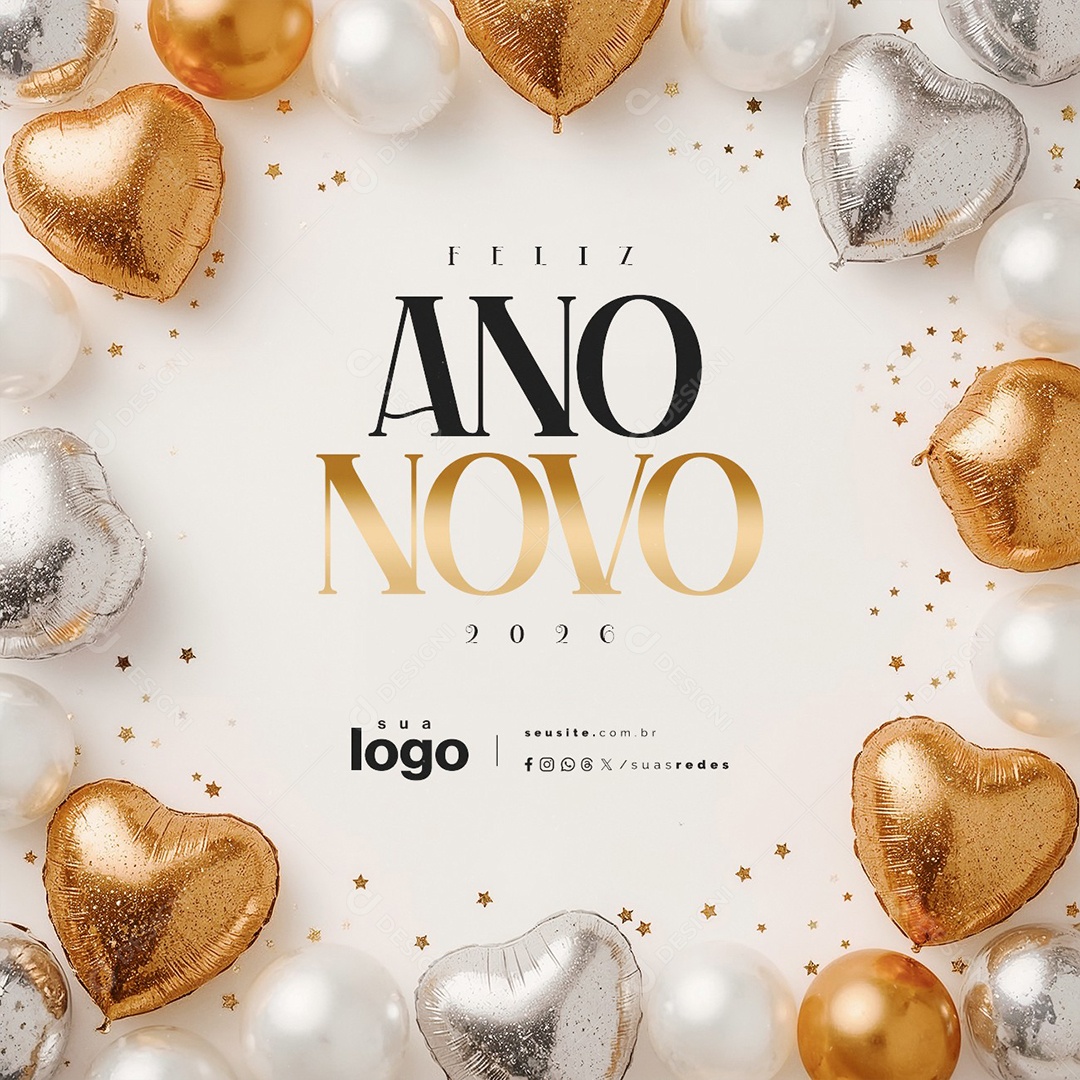 Feliz Ano Novo 01 de Janeiro Social Media PSD Editável