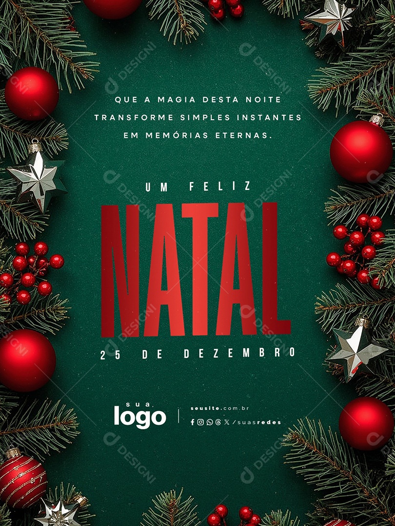 Um Feliz Natal 25 de Dezembro Social Media PSD Editável