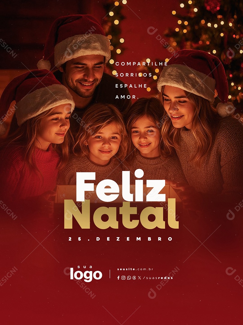 Feliz Natal 25 de Dezembro Compartilhe Sorrisos Social Media PSD Editável