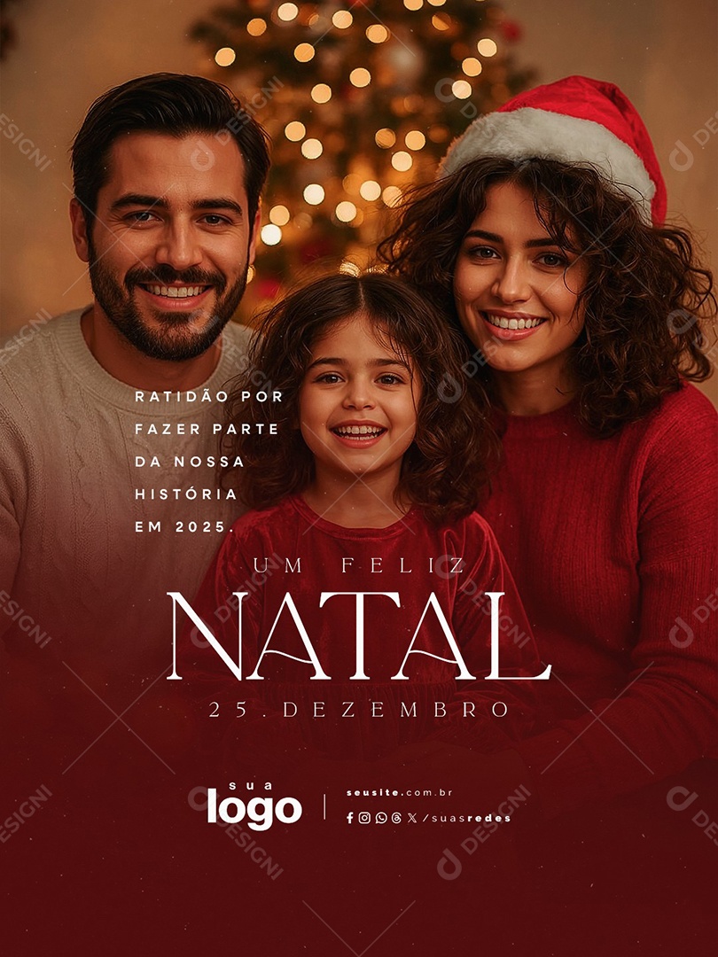 Um Feliz Natal 25 de Dezembro Social Media PSD Editável