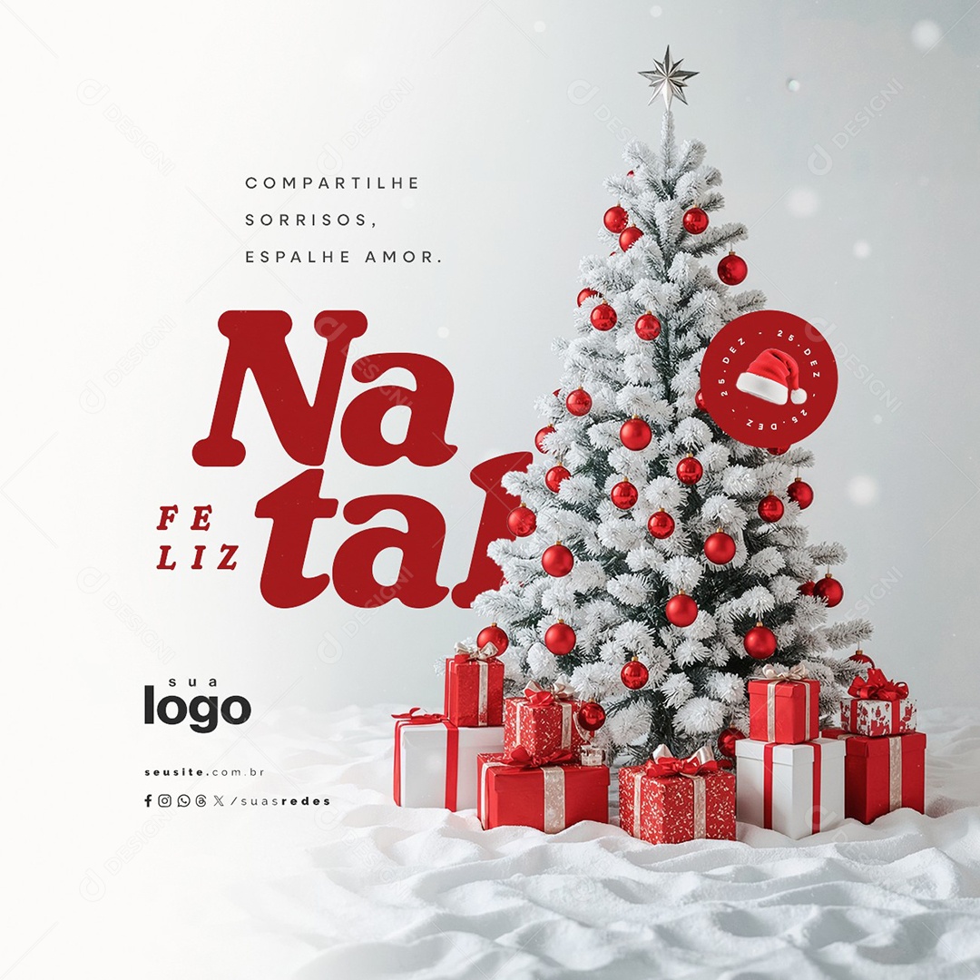 Feliz Natal 25 de Dezembro Compartilhe Sorrissos Social Media PSD Editável