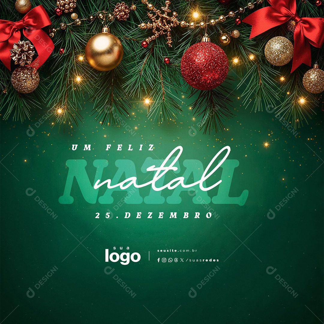 Um Feliz Natal 25 de Dezembro Social Media PSD Editável