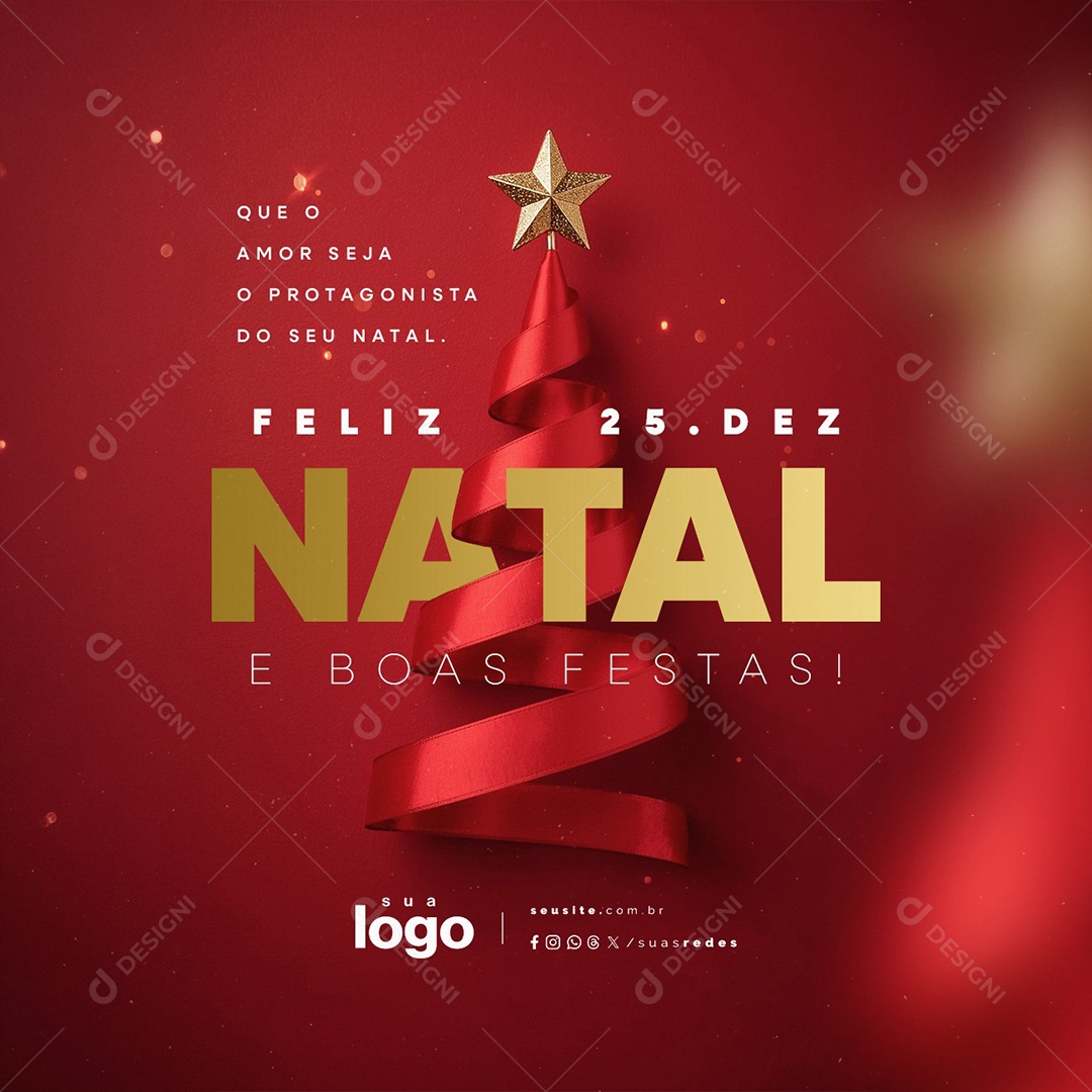 Feliz Natal 25 de Dezembro Social Media PSD Editável