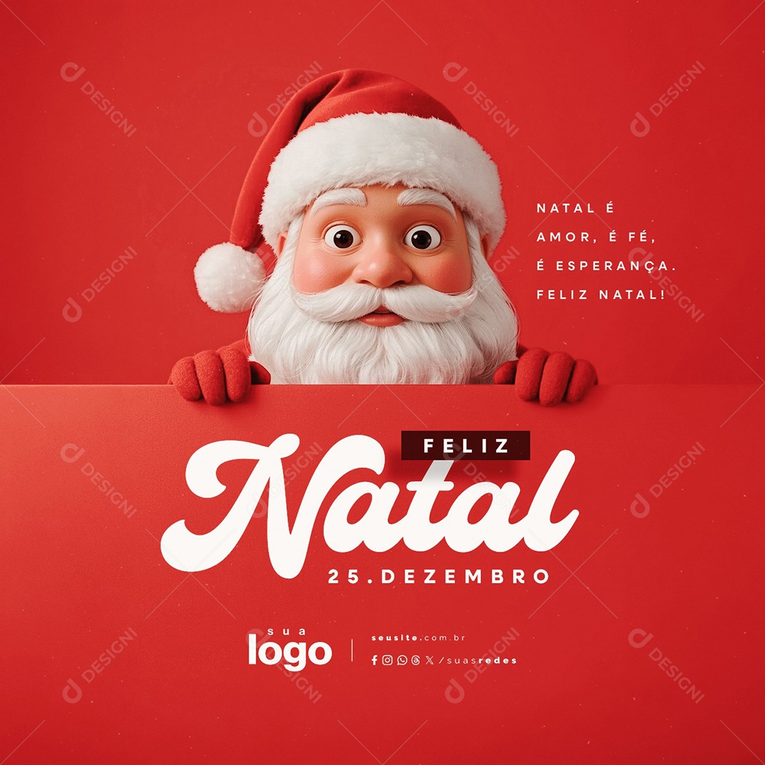 Feliz Natal 25 de Dezembro Natal é Amor Media PSD Editável