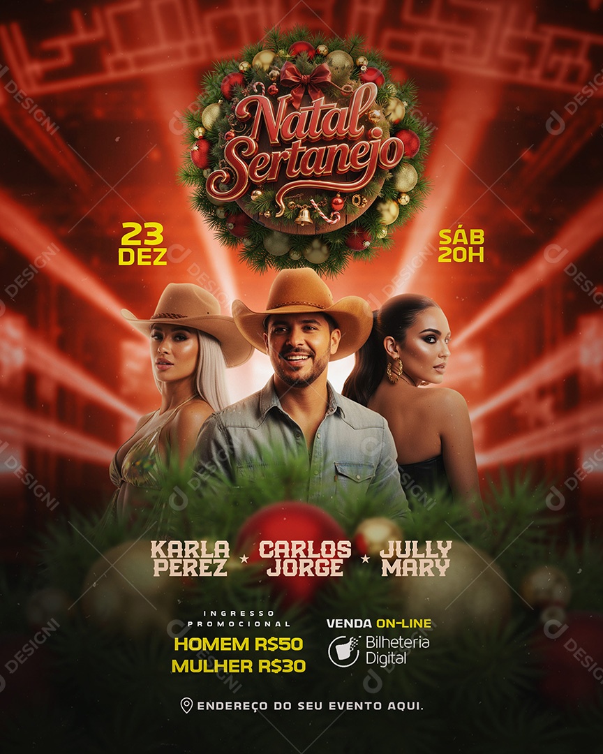 Flyer Natal Sertanejo Social Media PSD Editável