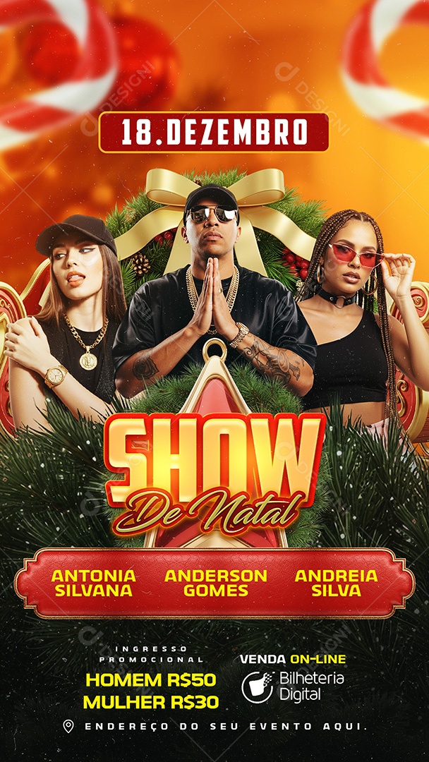 Story Flyer Show de Natal Social Media PSD Editável