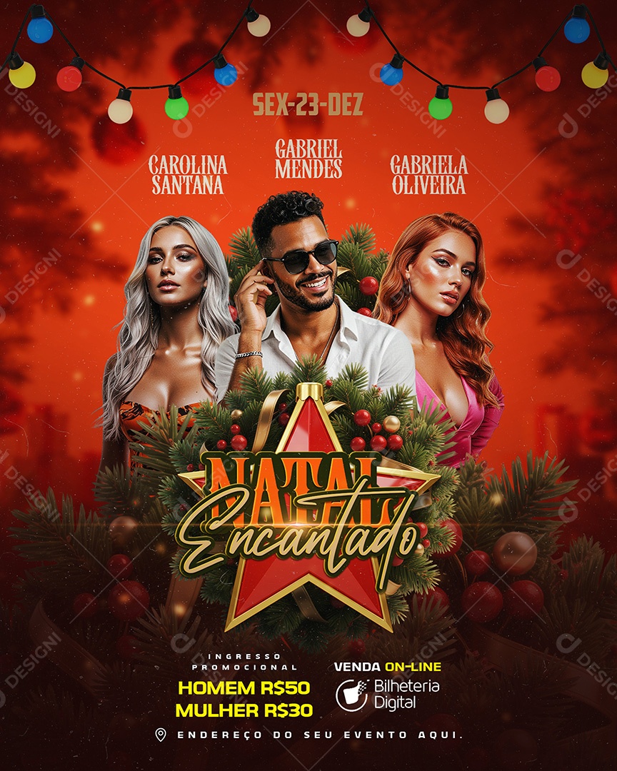 Flyer Natal Encantado Social Media PSD Editável