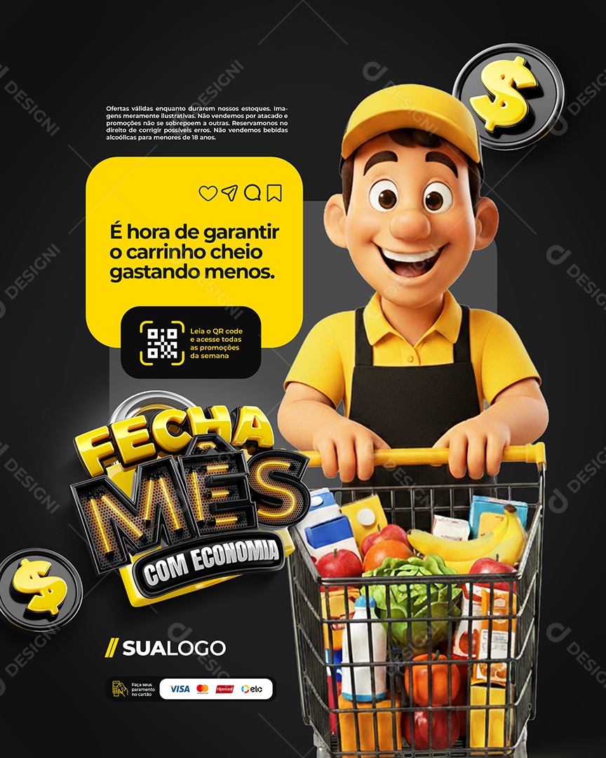 Fecha Mês Com Economia Social Media PSD Editável