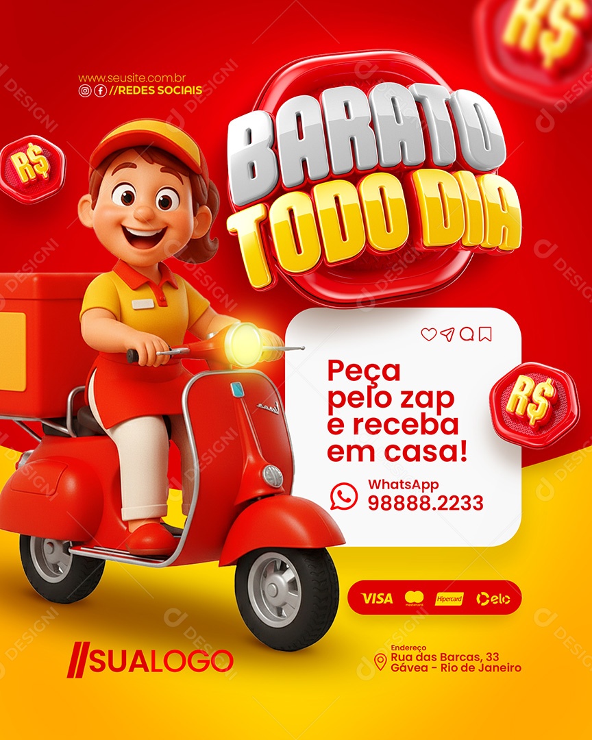 Supermercado Barato Todo Dia Social Media PSD Editável