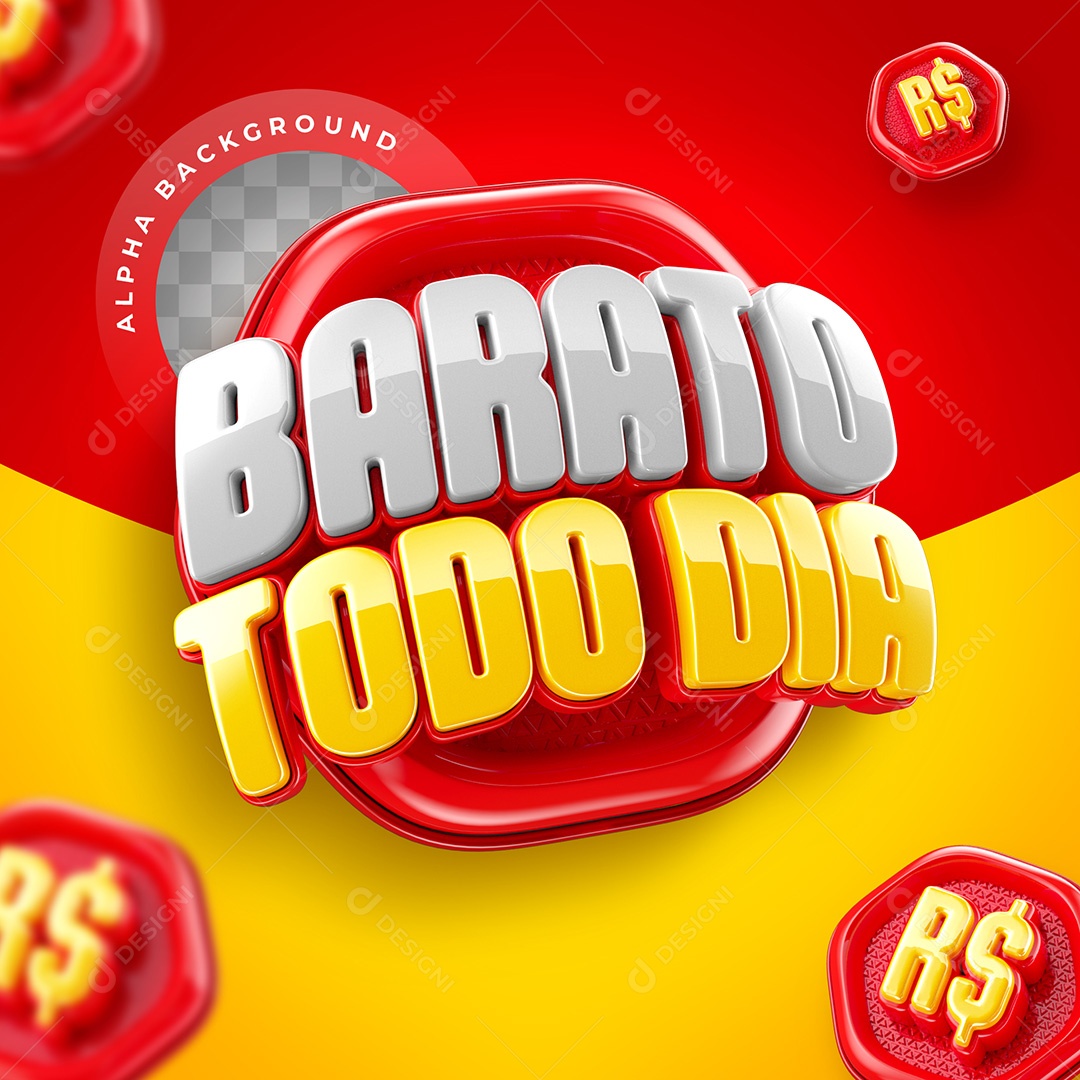 Barato Todo Dia Selo 3D Para Composição PSD