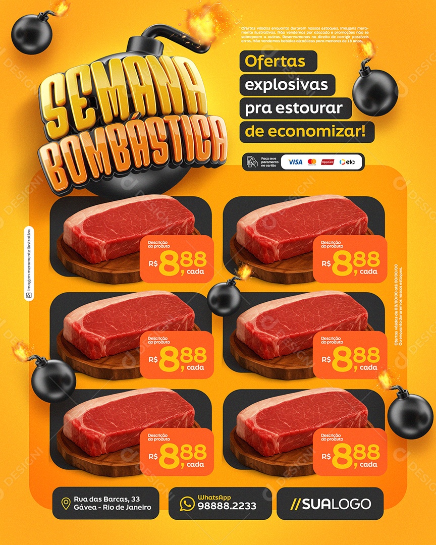 Semana Bombásctica Ofertas Explosivas Social Media PSD Editável