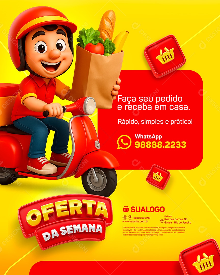 Ofertas Supermercado Faça Seu Pedido Social Media PSD Editável