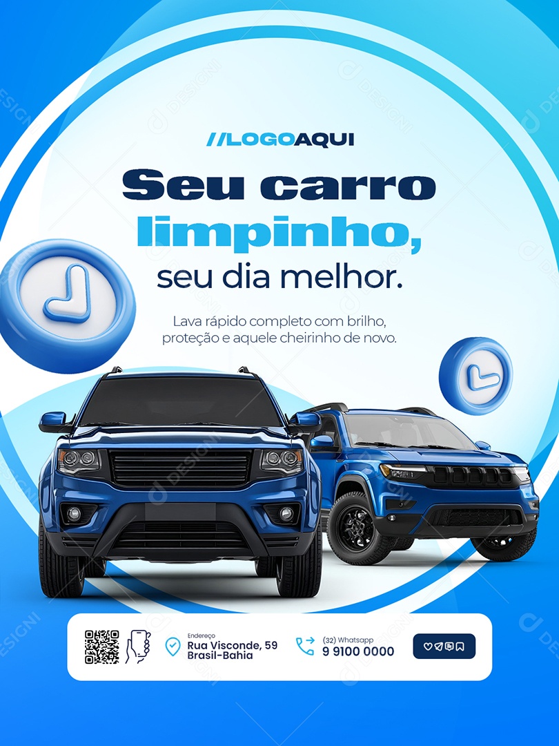 Lava Jato Seu Carro Limpinho Seu Dia Melhor Social Media PSD Editável