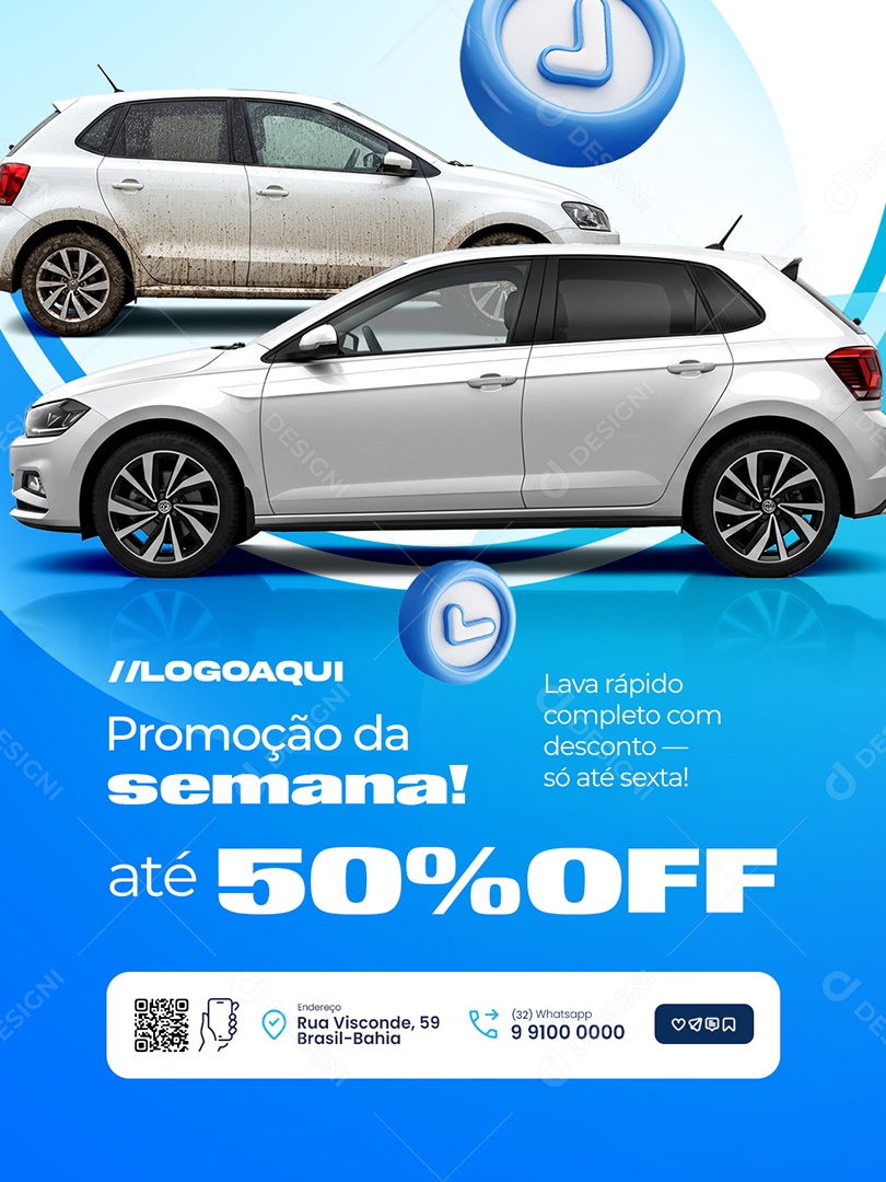 Lava Jato Promoção da Semana Até 50% Off Social Media PSD Editável